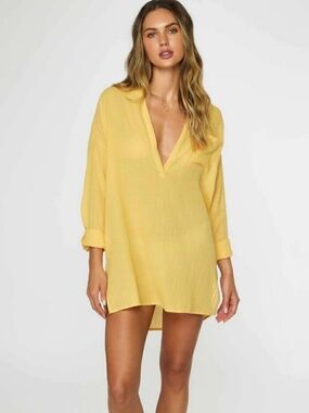 O'Neill Belizin Woven Cover Up Womens XL Mimosa Yellow Tropical Resortwear